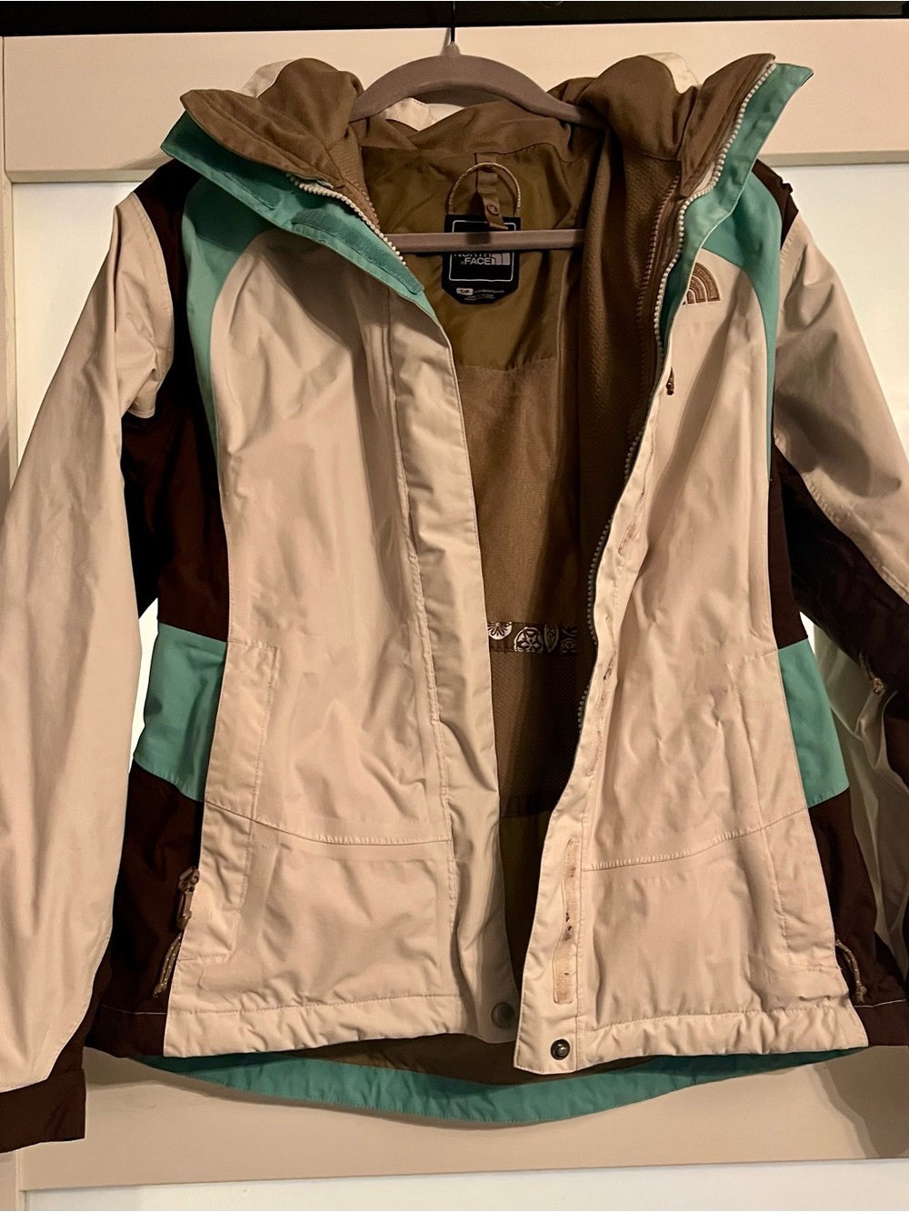 The North Face Women's Jacket in Cream, Teal & Brown